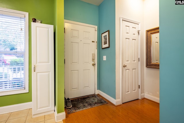 entryway with light wood-type flooring