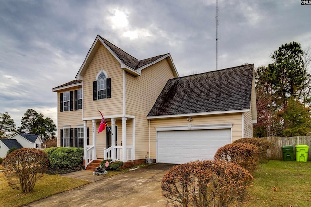 view of front of property with a garage