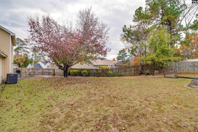 view of yard with central AC unit