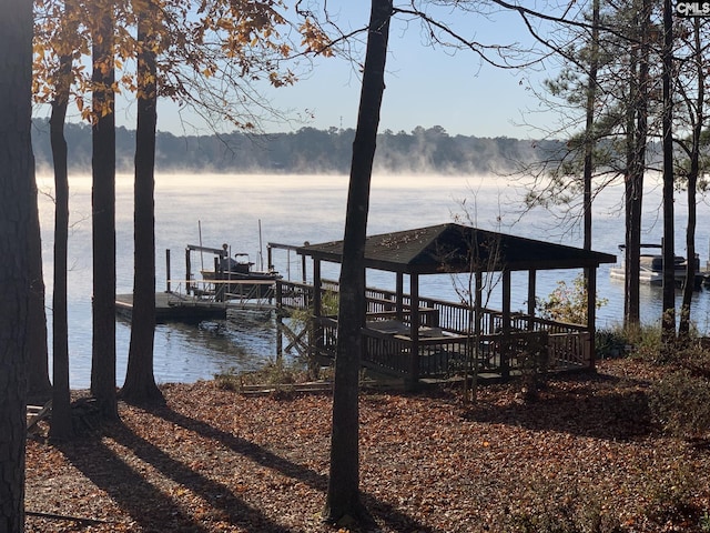 view of dock featuring a water view