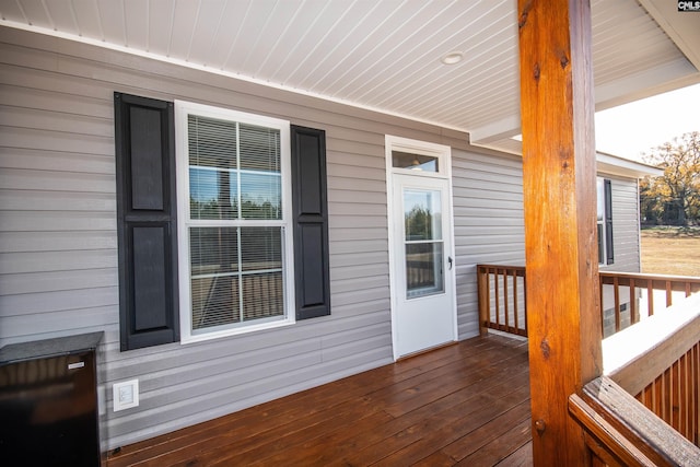 wooden terrace with covered porch