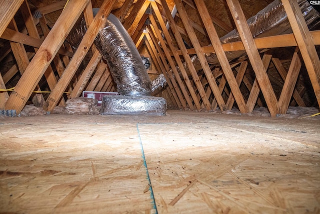 view of unfinished attic