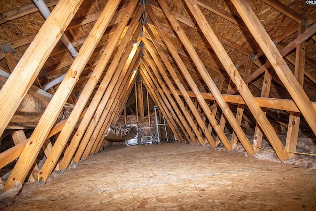 view of unfinished attic