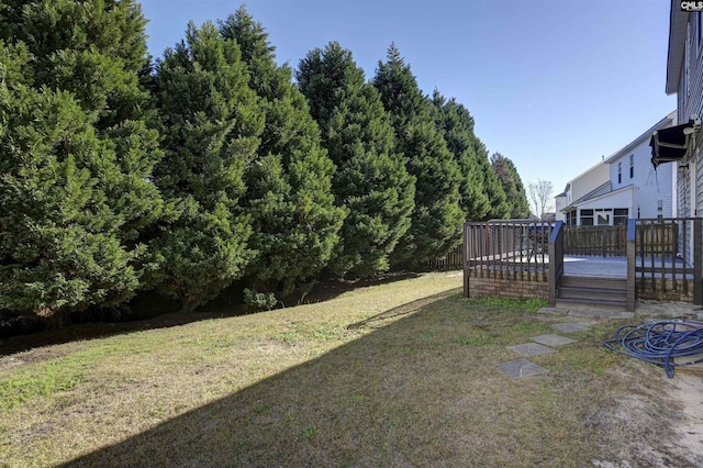 view of yard featuring a deck