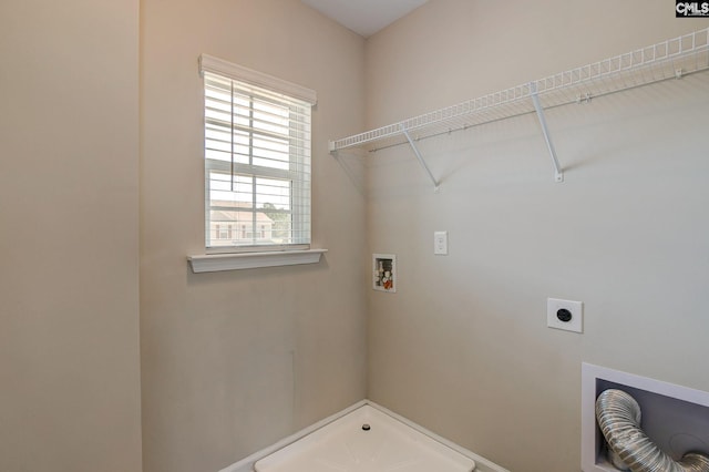 clothes washing area featuring electric dryer hookup and washer hookup