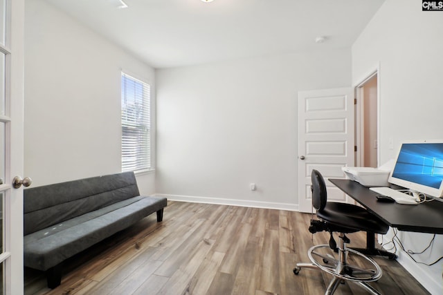 office space featuring light hardwood / wood-style flooring