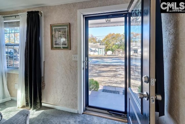 doorway with carpet