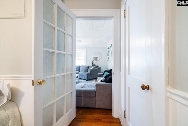 hall featuring dark hardwood / wood-style floors