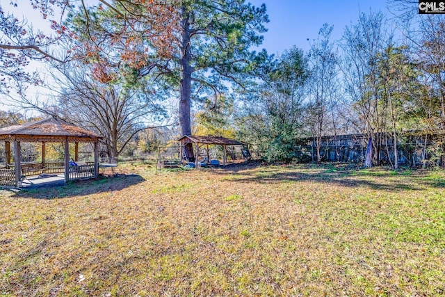 view of yard with a gazebo