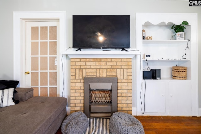 living room featuring dark hardwood / wood-style floors