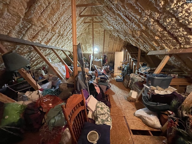 view of unfinished attic