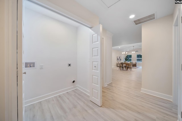 1758 Baughman Rd, Lugoff, SC 29078 - washroom with hookup for an electric dryer, light wood finished floors, washer hookup, and recessed lighting