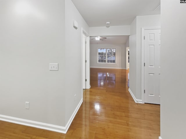 corridor with hardwood / wood-style floors