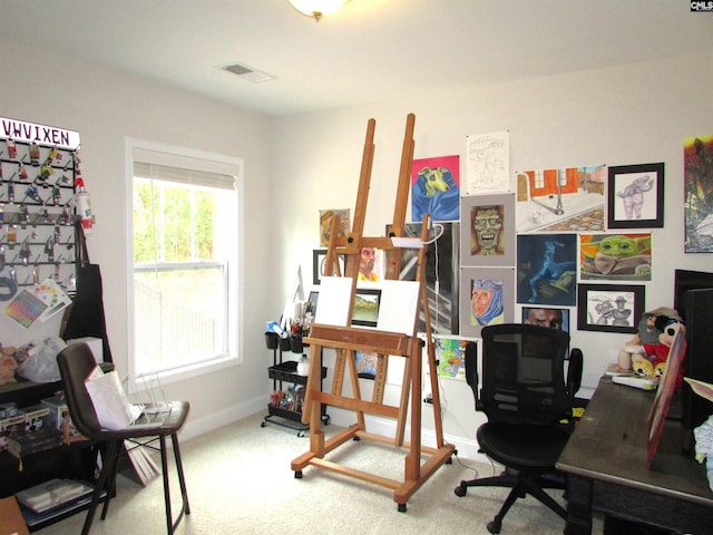 view of carpeted office space