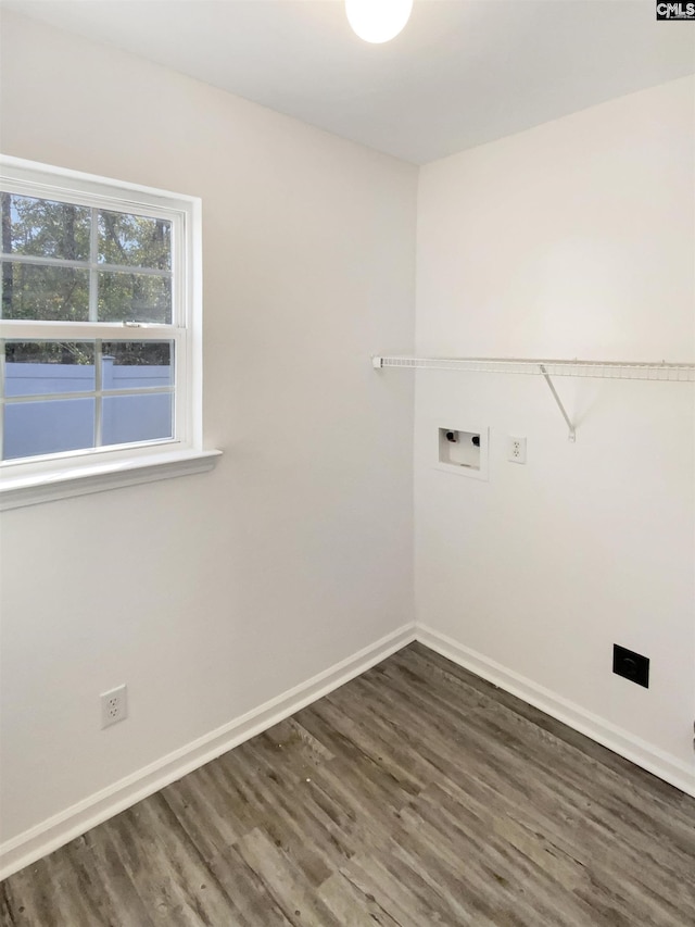 laundry area featuring washer hookup and dark hardwood / wood-style floors