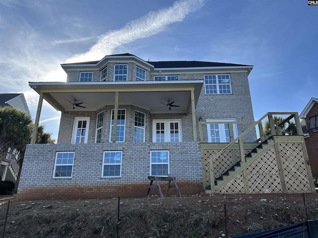 back of house featuring ceiling fan