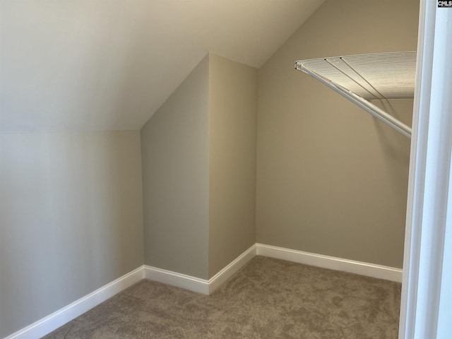 bonus room with carpet flooring and lofted ceiling