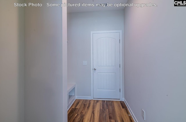 hallway featuring dark hardwood / wood-style floors