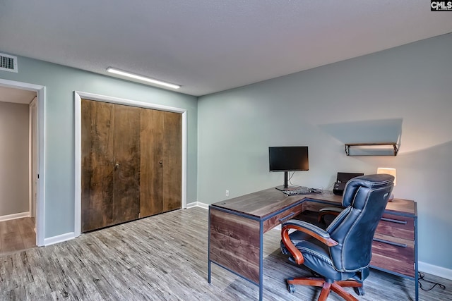 office area featuring wood-type flooring