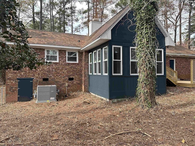 view of property exterior featuring central AC unit