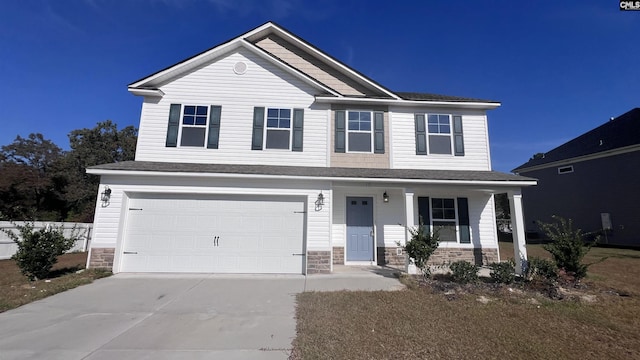 view of front of house with a garage