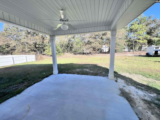 view of patio / terrace featuring ceiling fan