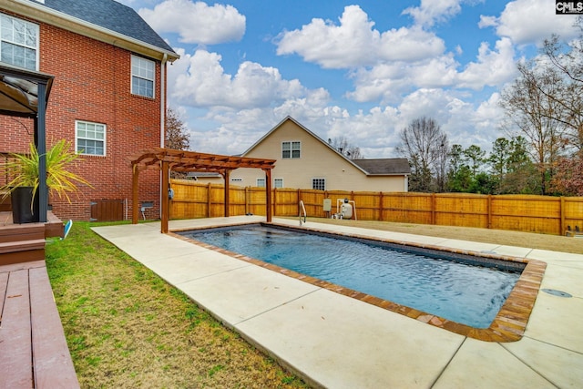 view of swimming pool featuring a patio area and a pergola