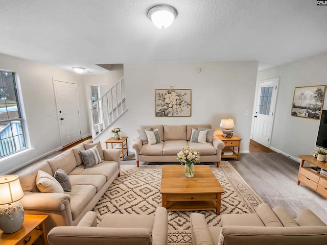 living room with hardwood / wood-style flooring