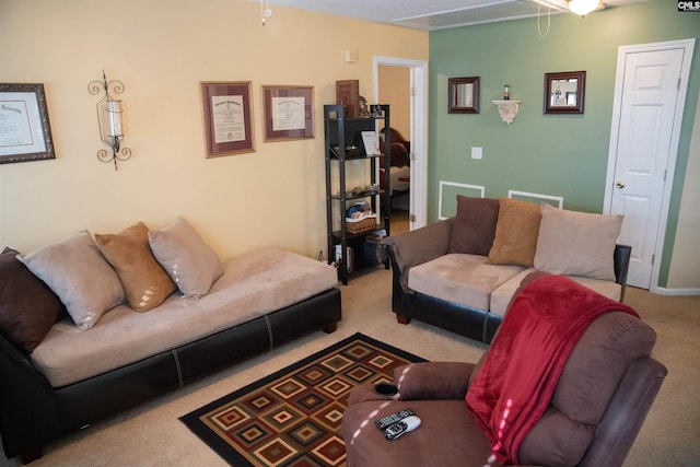 living room with light carpet