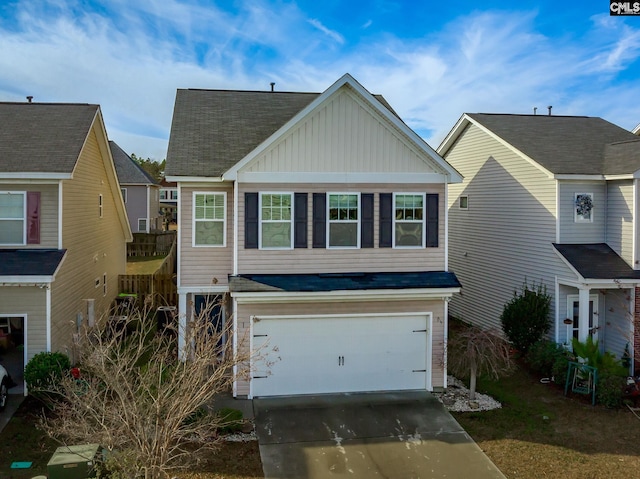 view of front of home with a garage