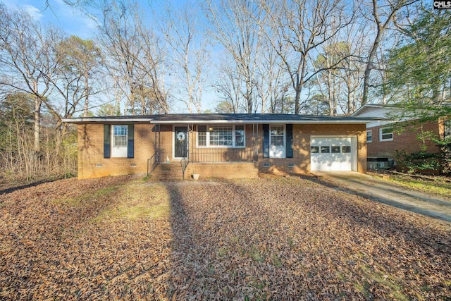 single story home with a garage