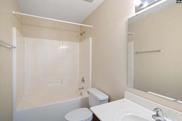 full bathroom with vanity, toilet, and shower / bathtub combination