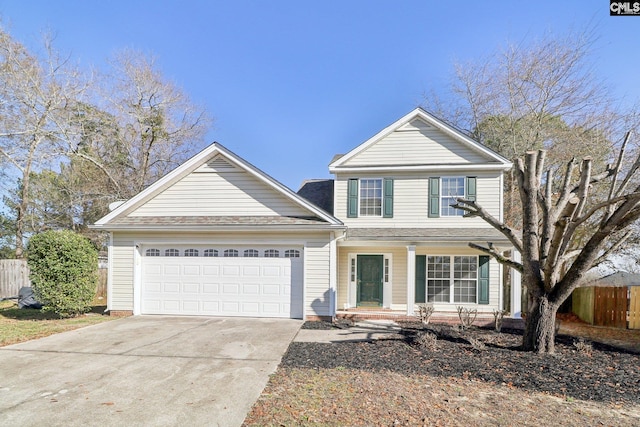 view of front property with a garage