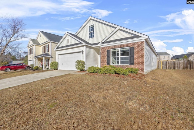 view of front property with a garage and a front lawn