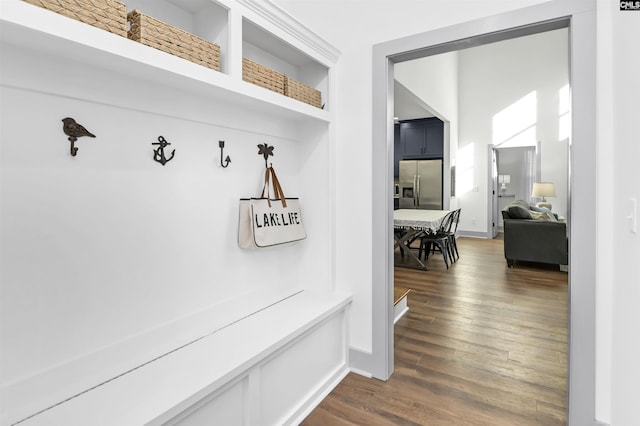 mudroom featuring dark hardwood / wood-style flooring