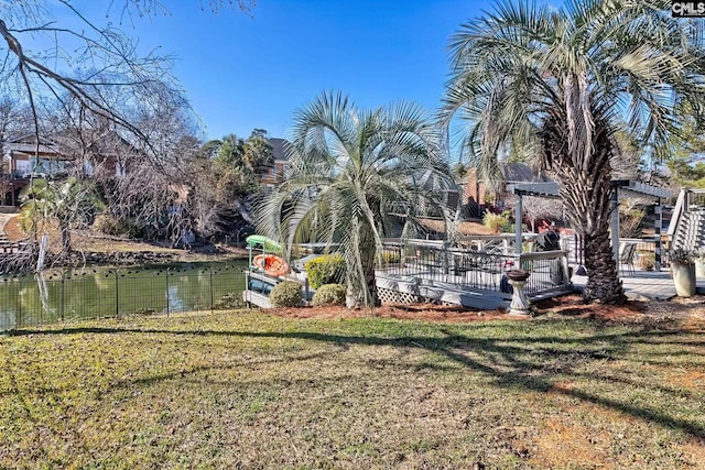 view of yard featuring a deck