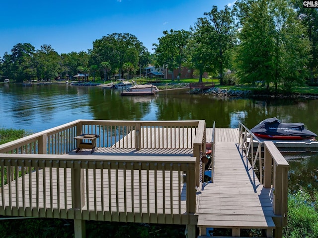 dock area with a water view