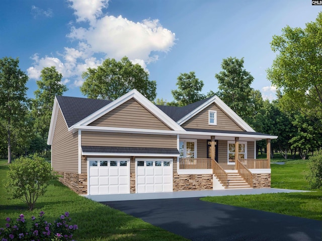 view of front of home featuring a front lawn and a porch