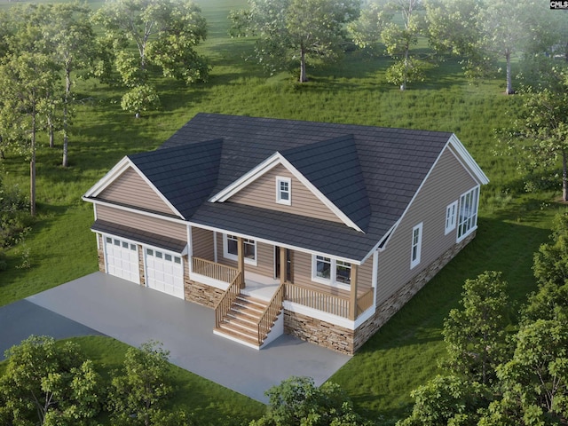 view of front of home featuring a garage and covered porch