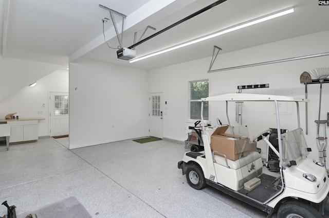 garage with a garage door opener