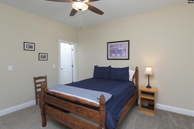 bedroom with carpet and ceiling fan