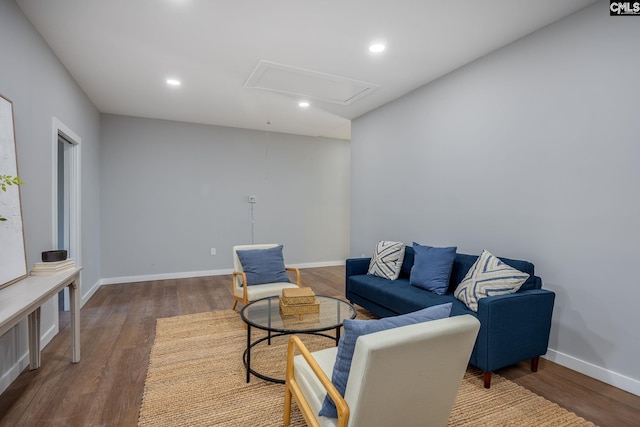 living room featuring dark hardwood / wood-style flooring