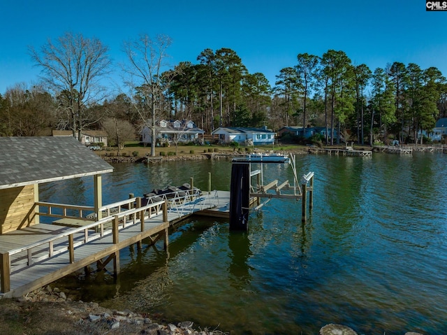 dock area featuring a water view