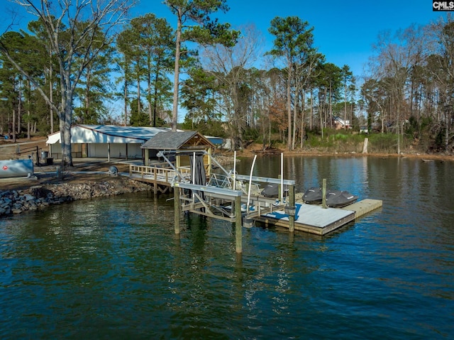 view of dock featuring a water view