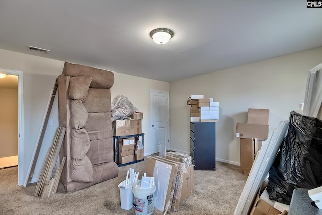 living room featuring light colored carpet