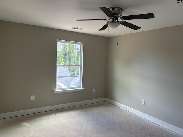 spare room featuring ceiling fan