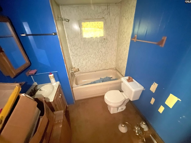 full bathroom with vanity, toilet, and tub / shower combination