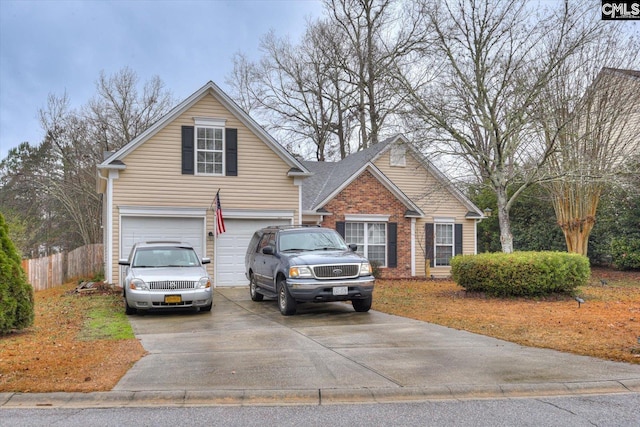 view of front property with a garage