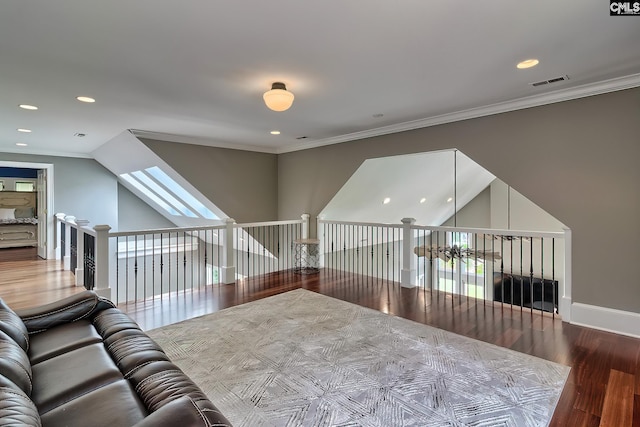 bonus room with wood finished floors, visible vents, and recessed lighting