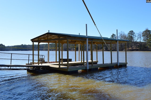 view of dock featuring a water view